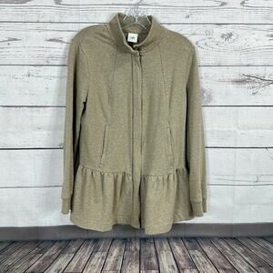 Cabi 3543 Jacket Womens‎ Small Beige Weekender Topper Zip Peplum Layering